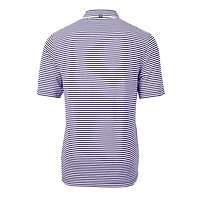 Men's Cutter & Buck Purple Clemson Tigers Big Tall Team Logo Virtue Eco Pique Stripe Recycled Polo