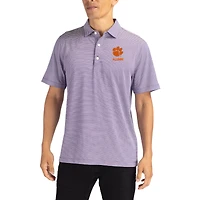 Men's Cutter & Buck Purple Clemson Tigers Forge Eco Double Stripe Stretch Recycled Polo