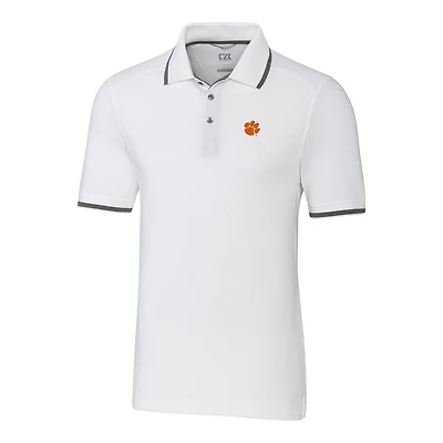Men's Cutter & Buck White Clemson Tigers Big Tall Advantage Tipped Polo