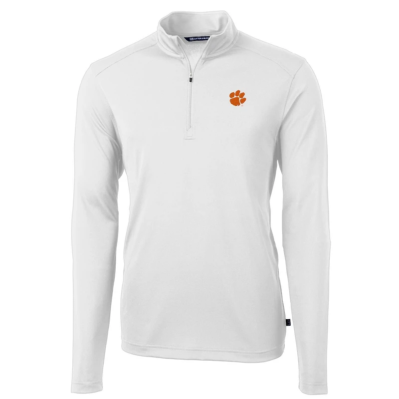 Veste zippée quart de tour en Pique recyclé Virtue Eco pour homme, blanche, Cutter & Buck, des Tigers Clemson
