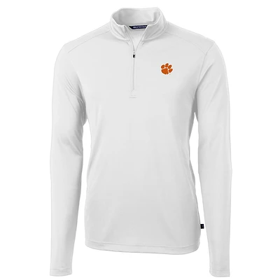 Veste zippée quart de tour en Pique recyclé Virtue Eco pour homme, blanche, Cutter & Buck, des Tigers Clemson