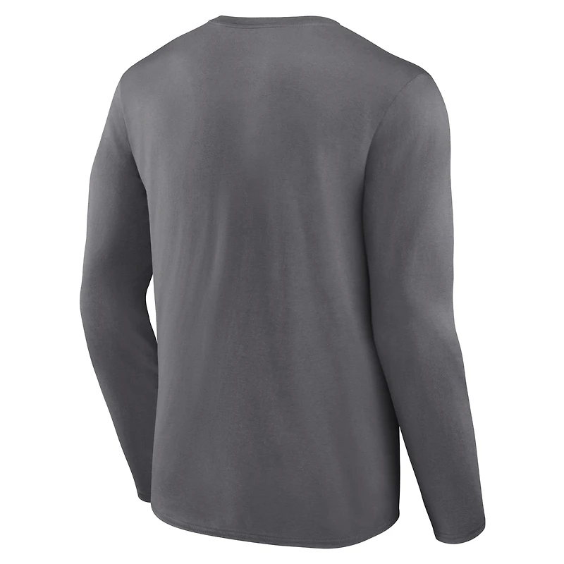 Men's Fanatics Heather Charcoal Clemson Tigers Modern Two-Hit Long Sleeve T-Shirt