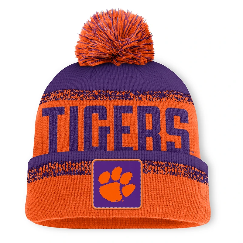 Bonnet en tricot à revers Thrive Fanatics orange/violet pour homme avec pompon