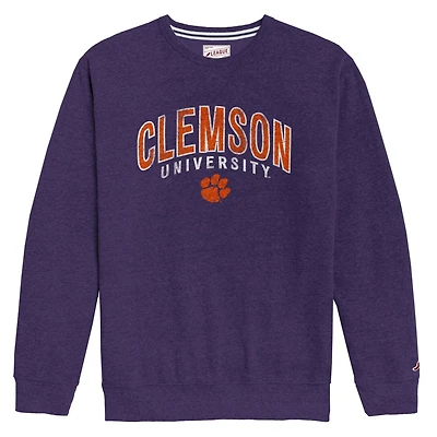 Men's League Collegiate Wear  Heather Purple Clemson Tigers Heritage Tri-Blend Pullover Sweatshirt