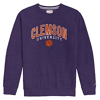 Men's League Collegiate Wear  Heather Purple Clemson Tigers Heritage Tri-Blend Pullover Sweatshirt