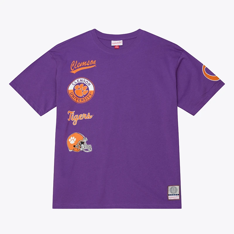T-shirt premium Mitchell & Ness violet Clemson Tigers Double Clutch pour homme