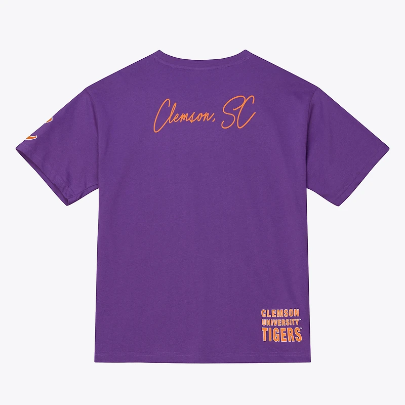 T-shirt premium Mitchell & Ness violet Clemson Tigers Double Clutch pour homme