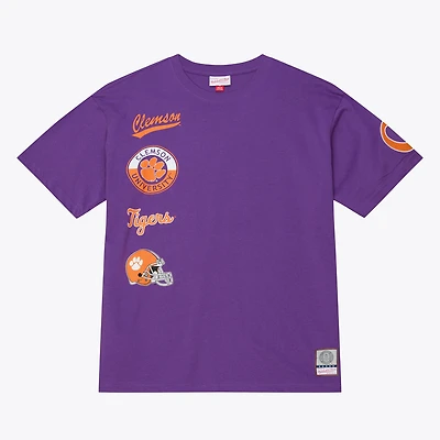 T-shirt premium Mitchell & Ness violet Clemson Tigers Double Clutch pour homme