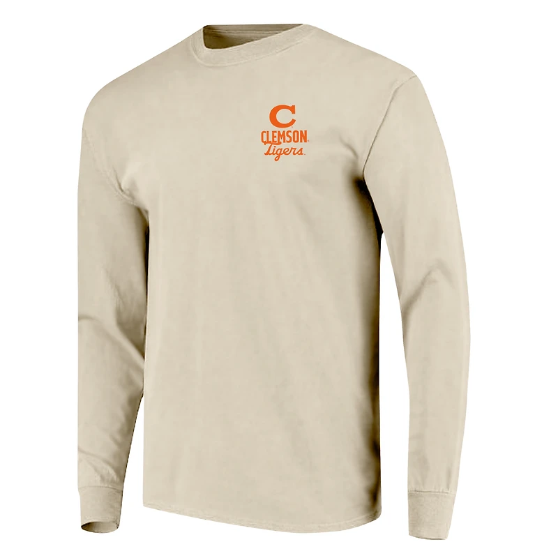 T-shirt à manches longues pour homme, motif mascotte des Tigers de Clemson, couleurs naturelles et confortables