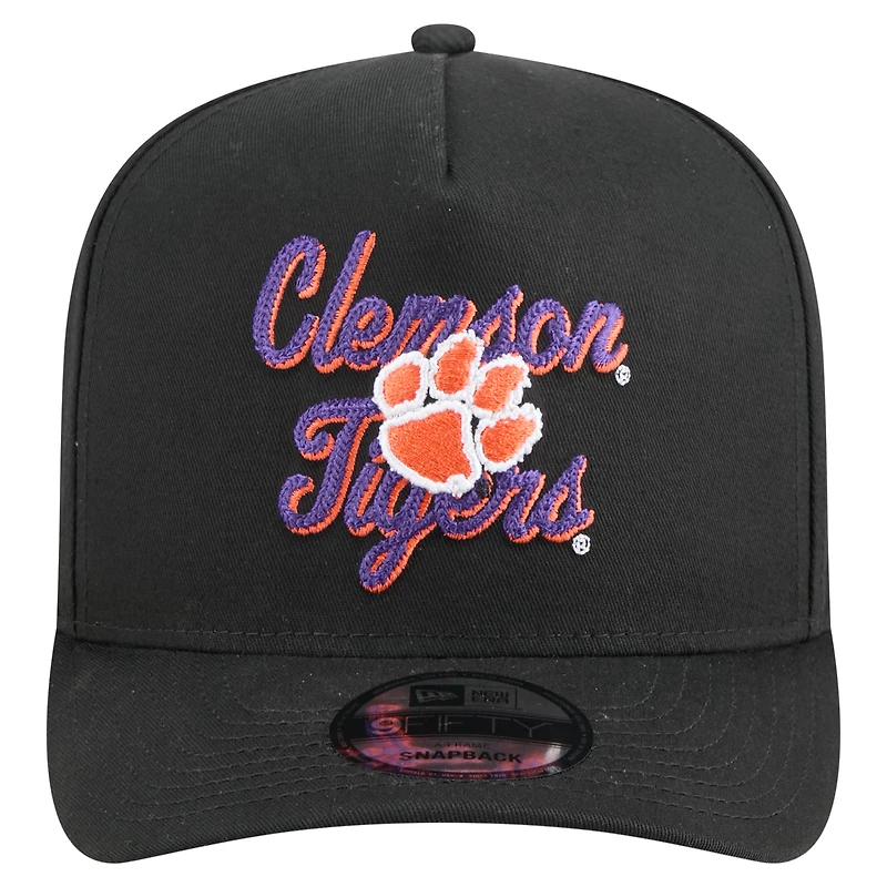 Casquette snapback 9FIFTY A-Frame noire à point de chaînette pour homme New Era Clemson Tigers