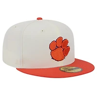 Men's New Era Clemson Tigers Chrome White Vintage 59FIFTY Fitted Hat