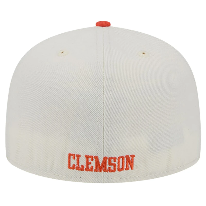 Men's New Era Clemson Tigers Chrome White Vintage 59FIFTY Fitted Hat