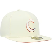 Men's New Era Cream Clemson Tigers Chrome Color Dim 59FIFTY Fitted Hat