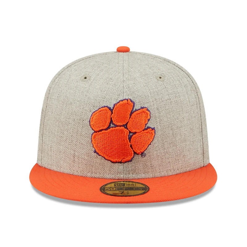 Men's New Era Heather Gray/Orange Clemson Tigers Patch 59FIFTY Fitted Hat