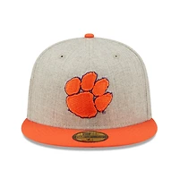 Men's New Era Heather Gray/Orange Clemson Tigers Patch 59FIFTY Fitted Hat