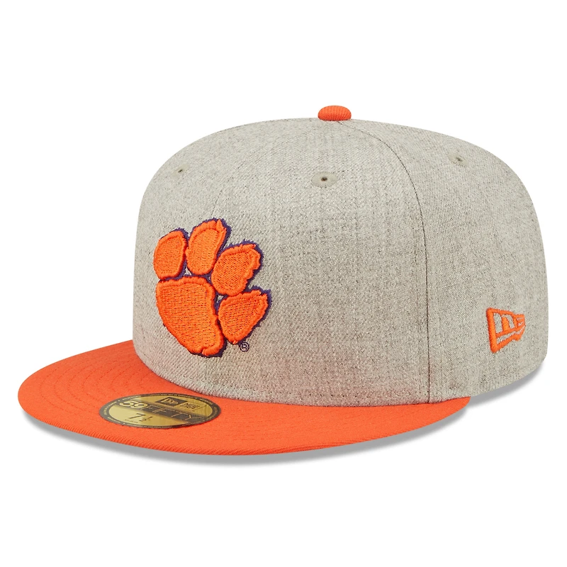 Men's New Era Heather Gray/Orange Clemson Tigers Patch 59FIFTY Fitted Hat