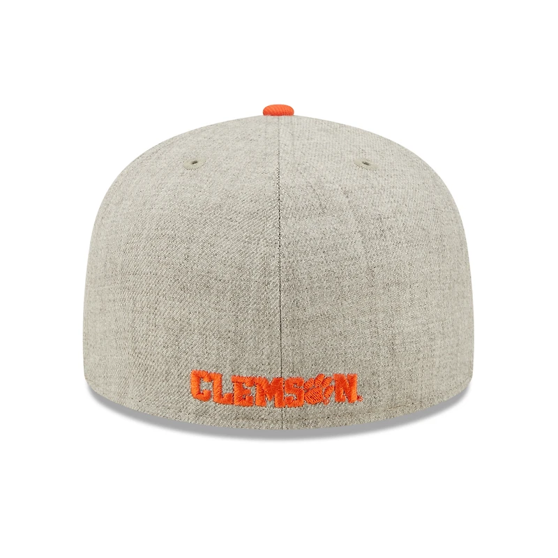 Men's New Era Heather Gray/Orange Clemson Tigers Patch 59FIFTY Fitted Hat