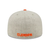 Men's New Era Heather Gray/Orange Clemson Tigers Patch 59FIFTY Fitted Hat