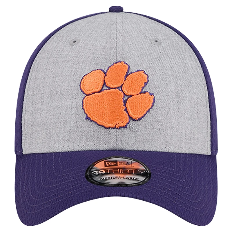 Men's New Era Heather Gray/Purple Clemson Tigers Two-Tone 39THIRTY Flex Hat