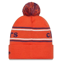 Bonnet en tricot à revers et pompon Clemson Tigers Marquee New Era orange pour hommes