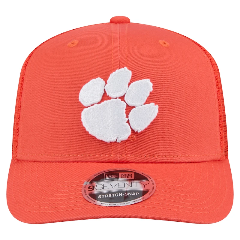 Men's New Era Orange Clemson Tigers Primary 9SEVENTY Trucker Stretch-Snap Hat
