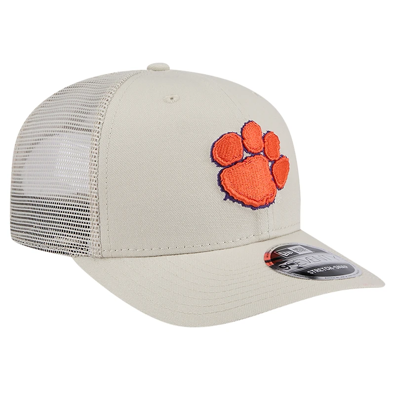 Men's New Era Stone Clemson Tigers Canvas 9SEVENTY Stretch-Snap Adjustable Hat