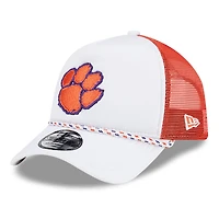 Casquette de camionneur réglable Clemson Tigers Court Sport Foam A-Frame 9FORTY New Era blanc/orange pour hommes