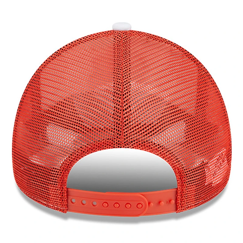 Casquette de camionneur réglable Clemson Tigers Court Sport Foam A-Frame 9FORTY New Era blanc/orange pour hommes