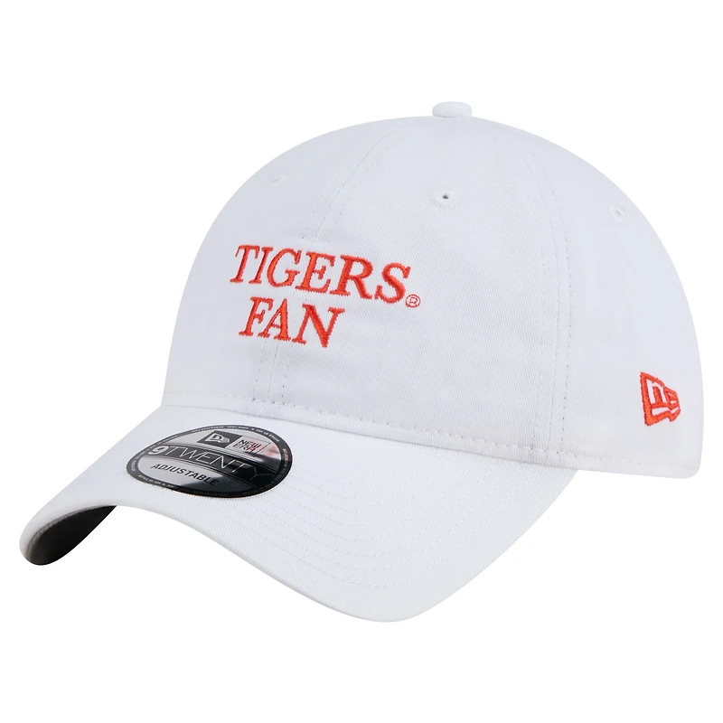 Casquette ajustable New Era blanche pour homme, modèle 9TWENTY, pour supporter des Tigers de Clemson