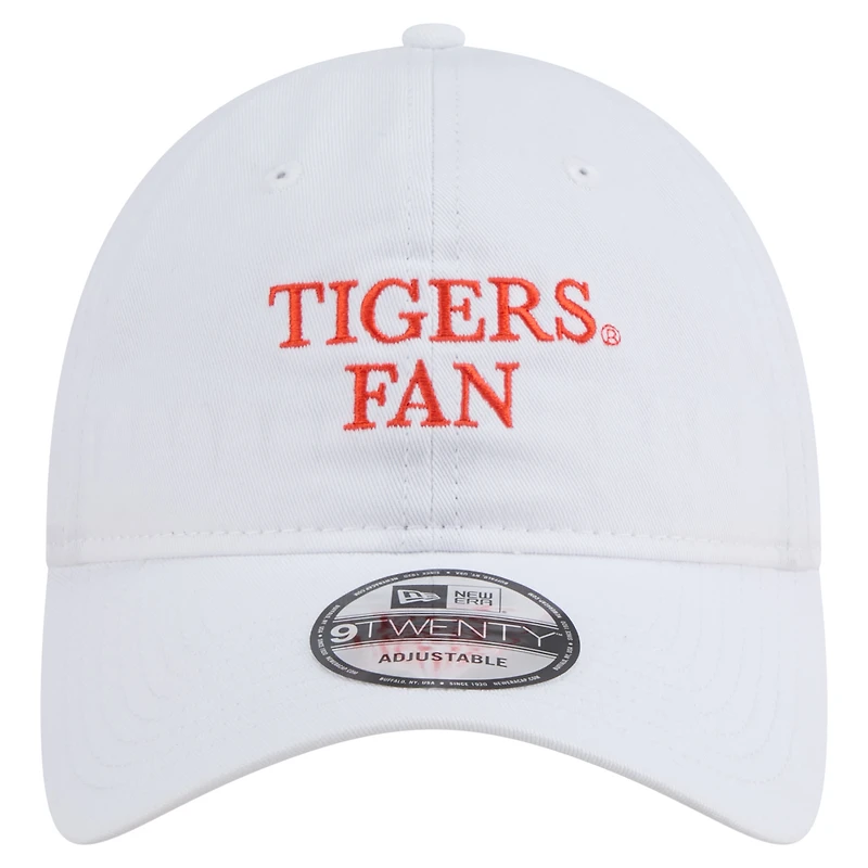 Casquette ajustable New Era blanche pour homme, modèle 9TWENTY, pour supporter des Tigers de Clemson