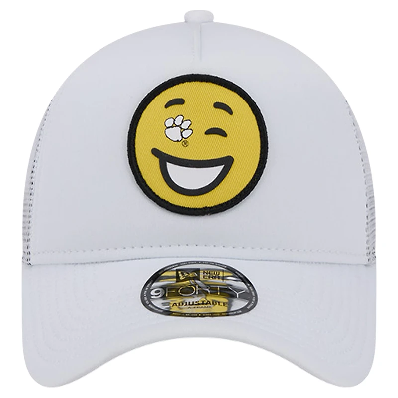 Casquette réglable Wink Foam Trucker New Era blanche Clemson Tigers pour hommes
