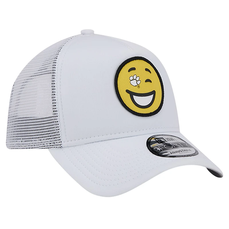 Casquette réglable Wink Foam Trucker New Era blanche Clemson Tigers pour hommes