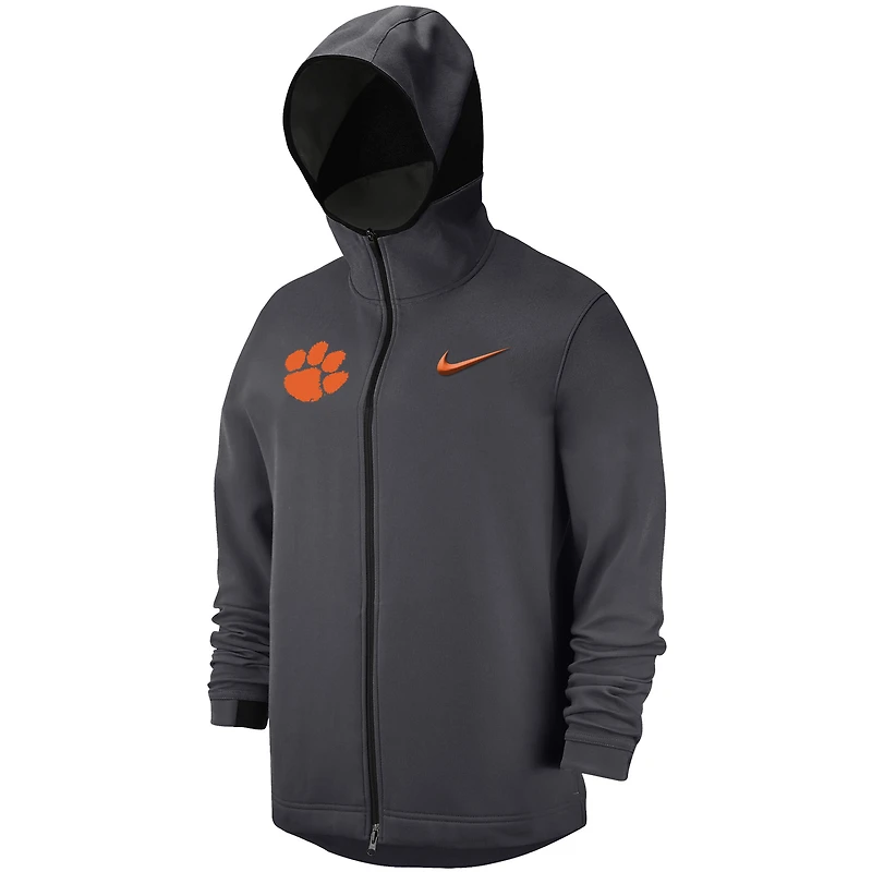 Sweat à capuche entièrement zippé Nike Clemson Tigers Tonal Showtime anthracite pour homme