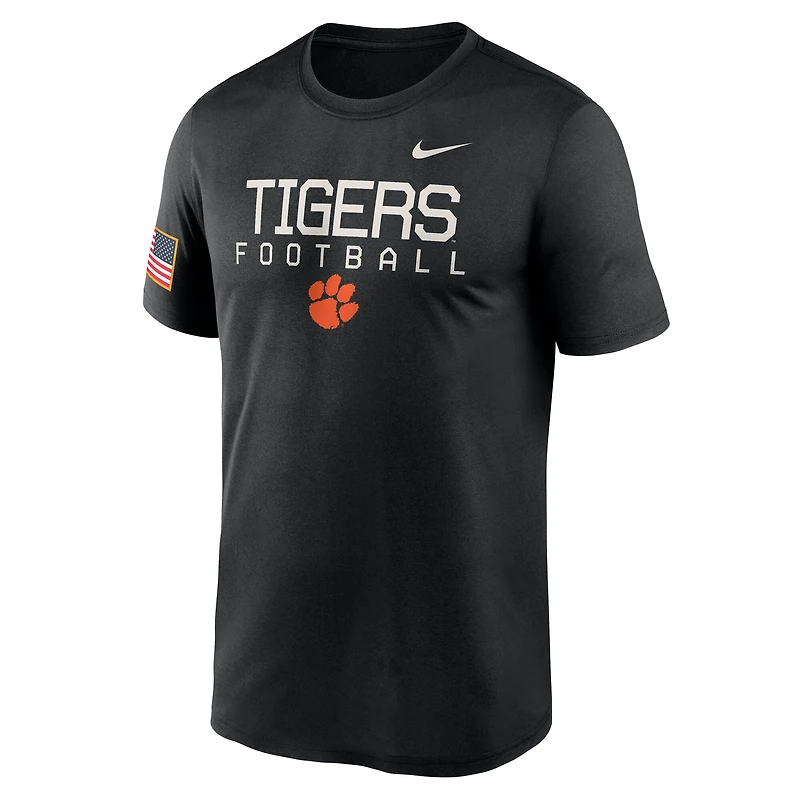 T-shirt Nike noir pour homme Clemson Tigers 2024 Military Appreciation Legend Performance