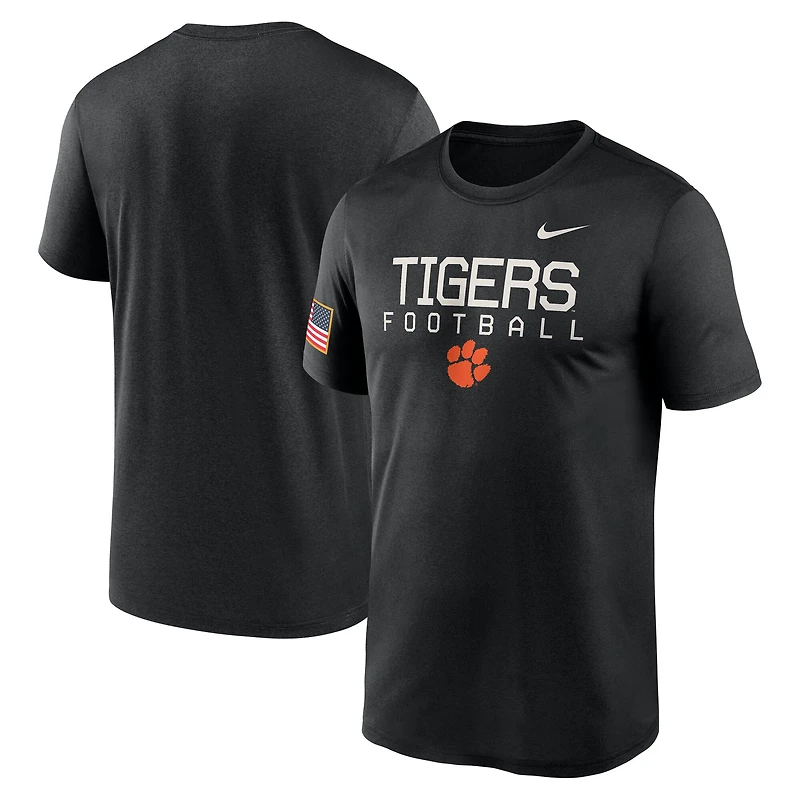 T-shirt Nike noir pour homme Clemson Tigers 2024 Military Appreciation Legend Performance