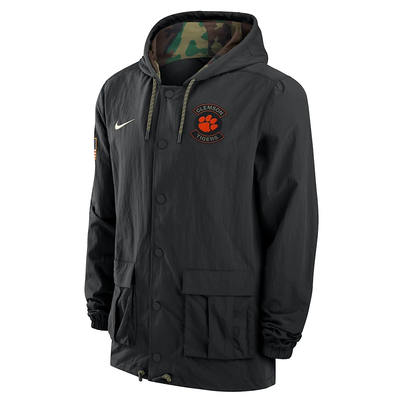 Men's Nike Black Clemson Tigers 2025 NCAA Military Appreciation Full-Snap Jacket