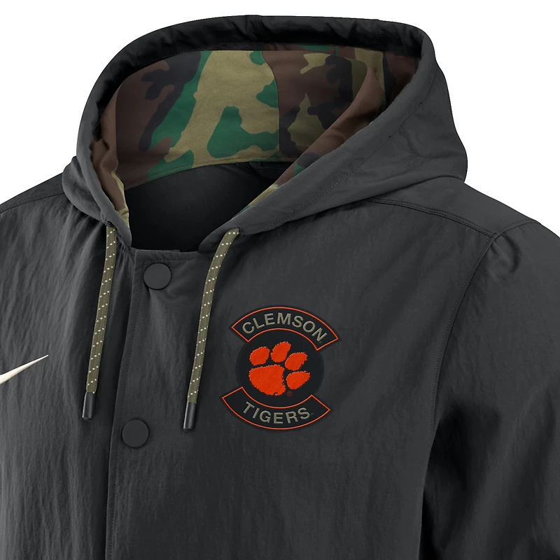 Men's Nike Black Clemson Tigers 2025 NCAA Military Appreciation Full-Snap Jacket