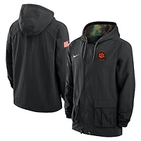 Men's Nike Black Clemson Tigers 2025 NCAA Military Appreciation Full-Snap Jacket