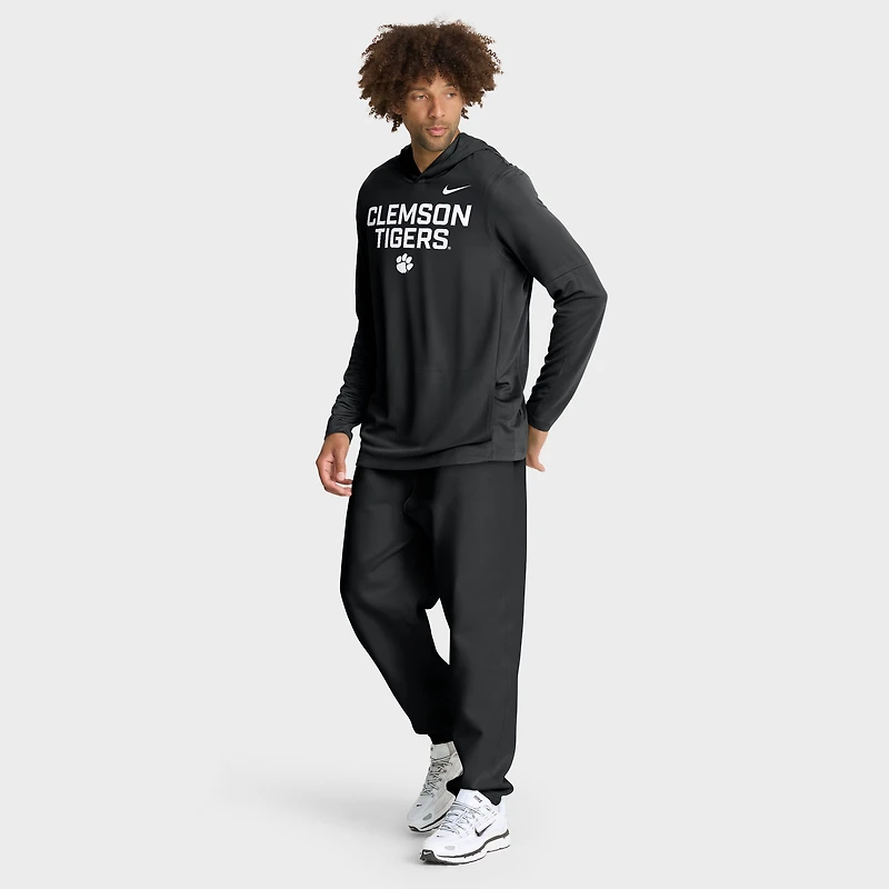 Men's Nike Black Clemson Tigers 2025 Sideline Dri-FIT Long Sleeve Hoodie T-Shirt