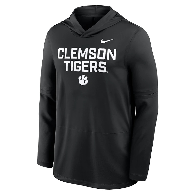 T-shirt à capuche et manches longues Nike Dri-FIT noir pour homme, Clemson Tigers 2025