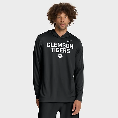 Men's Nike Black Clemson Tigers 2025 Sideline Dri-FIT Long Sleeve Hoodie T-Shirt