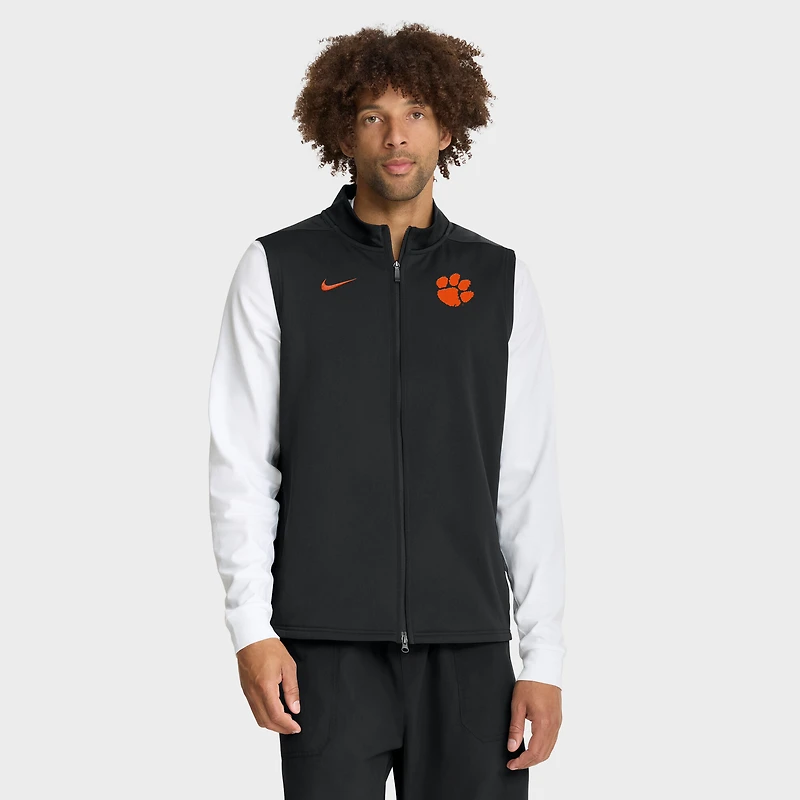 Gilet zippé Nike noir Clemson Tigers Primetime Victory Therma-FIT pour homme
