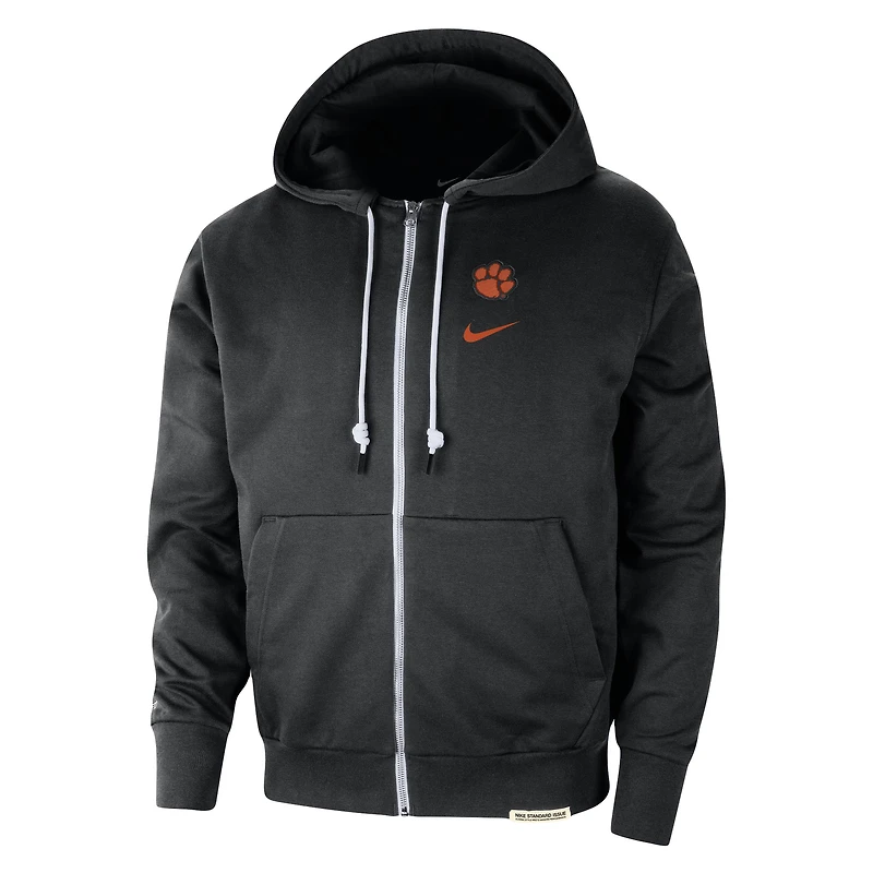 Sweat à capuche zip intégral Nike Clemson Tigers Standard Issue Player Performance pour homme, noir