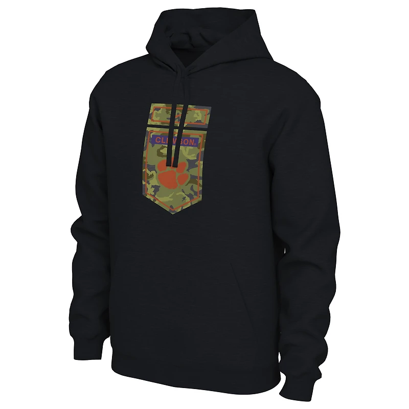 Men's Nike Black Clemson Tigers Veterans Camo Pullover Hoodie