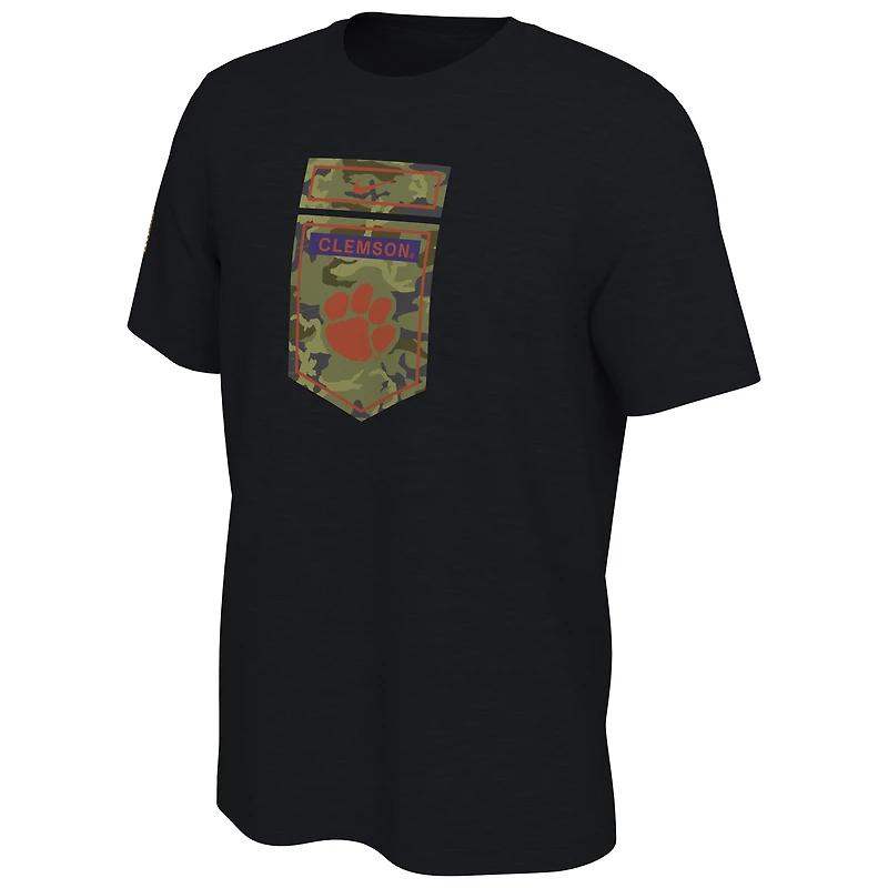 T-shirt Nike Clemson Tigers Veterans Camo noir pour homme