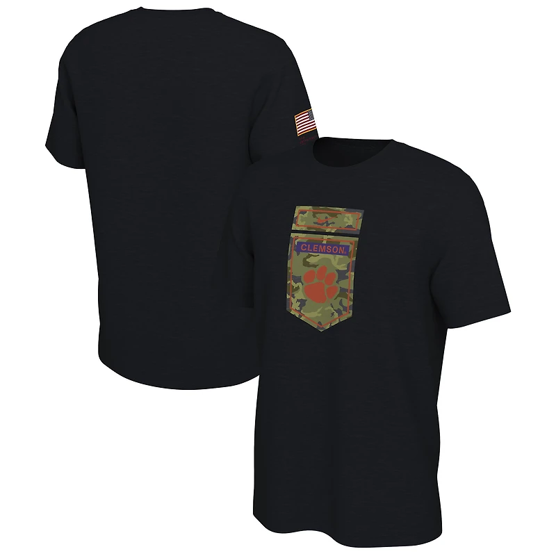 T-shirt Nike Clemson Tigers Veterans Camo noir pour homme