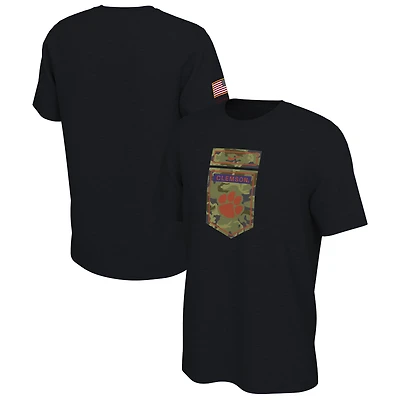 T-shirt Nike Clemson Tigers Veterans Camo noir pour homme