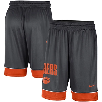 Short de performance Nike Clemson Tigers Fast Break Charbon/Orange pour Homme