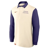 Men's Nike Cream/Purple Clemson Tigers Rugby Long Sleeve Shirt