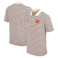 Men's Nike Cream Clemson Tigers Primary Logo Striped Dri-FIT Polo
